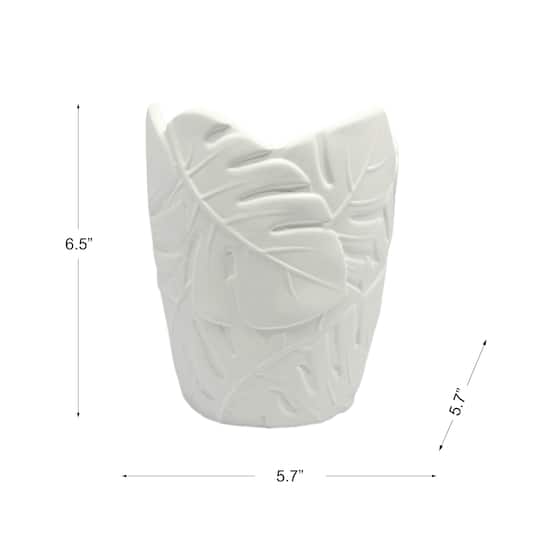 6.5" Embossed Leaves DIY Ceramic Vase by Make Market®